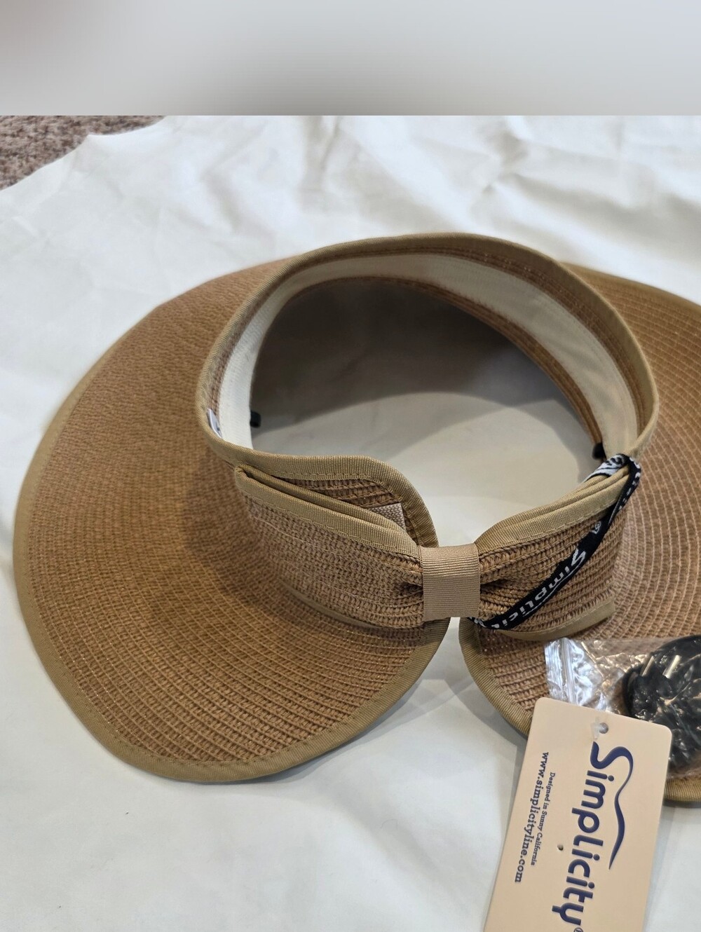 New Simplicity Women's Summer Foldable Straw Sun Visor Bow Beach Vacation